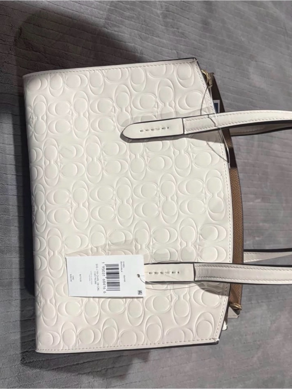 Coach Charlie Carry all Signature Tote with Tan Trim